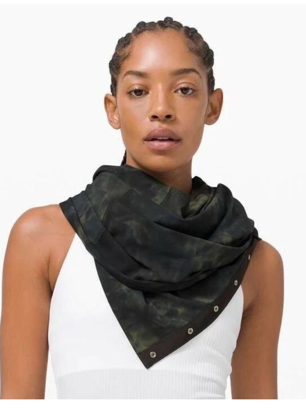 Lululemon Vinyasa Diamond Dye Scarf Graphite Grey Bronze Green Shawl Wrap Snap